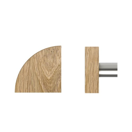 Single T10 Timber Entrance Pull Handle, American Oak, Radius 150mm x Projection 68mm, Coated in Hard Wax (accentuates rich colours) in White Oak / Satin Nickel