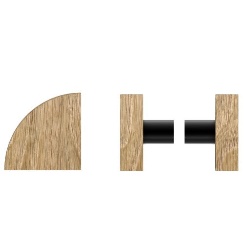 Pair T10 Timber Entrance Pull Handle, American Oak, Back to Back Fixing, Radius 150mm x Projection 68mm, Coated in Hard Wax (accentuates rich colours) in White Oak / Powder Coat