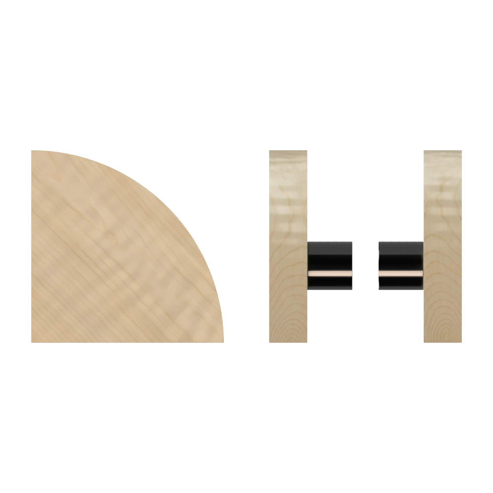 Pair of Style Finish Doorware T10 Timber pull handles in American Oak with black accents, ideal for interior doors.