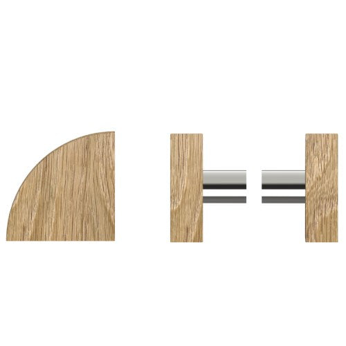 Pair T10 Timber Entrance Pull Handle, American Oak, Back to Back Fixing, Radius 150mm x Projection 68mm, Coated in Hard Wax (accentuates rich colours) in White Oak / Polished Nickel