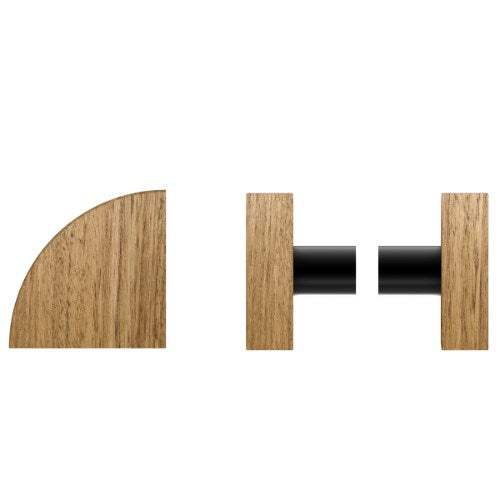 Pair T10 Timber Entrance Pull Handle, Tasmanian Oak, Back to Back Fixing, Radius 150mm x Projection 68mm, Coated in Raw Timber (ready to stain or paint) in Tasmanian Oak / Powder Coat
