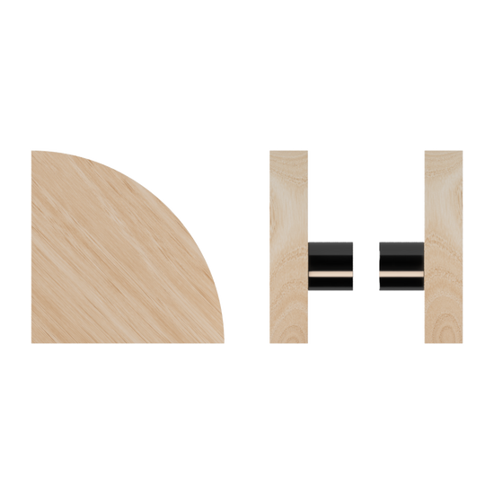Pair T10 Timber Entrance Pull Handle, Victorian Ash, Back to Back Fixing, Radius 150mm x Projection 68mm, in Raw Timber (ready to stain or paint) in Victorian Ash / Black