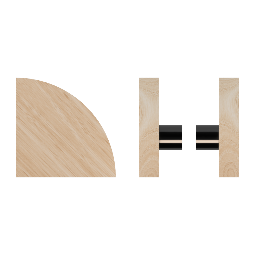 Pair T10 Timber Entrance Pull Handle, Victorian Ash, Back to Back Fixing, Radius 150mm x Projection 68mm, in Raw Timber (ready to stain or paint) in Victorian Ash / Black