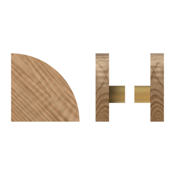 Pair T10 Timber Entrance Pull Handle, American Walnut, Back to Back Fixing, Radius 150mm x Projection 68mm, Coated in Hard Wax (accentuates rich colours) in Black Walnut / Satin Anodised Brass