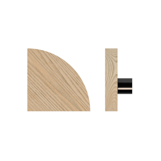 Single T10 Timber Entrance Pull Handle, Tasmanian Oak, Radius 150mm x Projection 68mm, Coated in Hard Wax (accentuates rich colours) in Tasmanian Oak / Satin Anodised Gun Metal