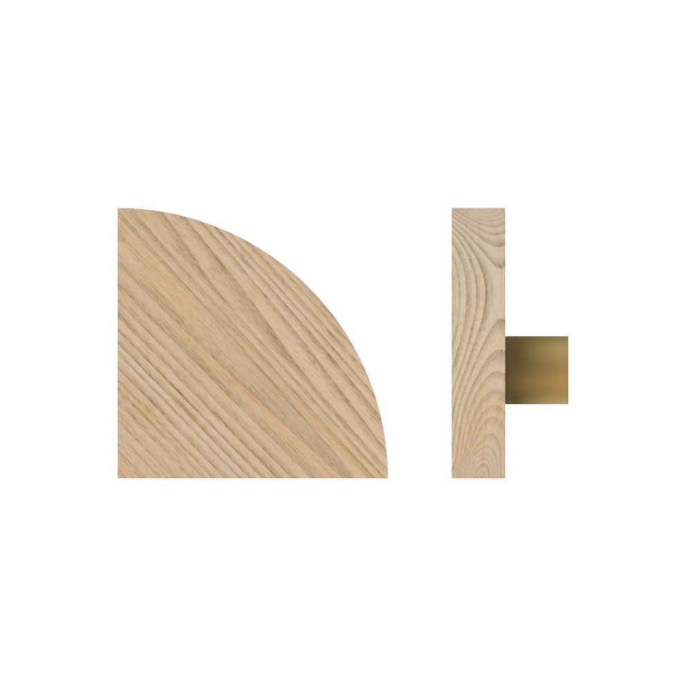 Single T10 Timber Entrance Pull Handle, Tasmanian Oak, Radius 150mm x Projection 68mm, Coated in Hard Wax (accentuates rich colours) in Tasmanian Oak / Satin Anodised Brass