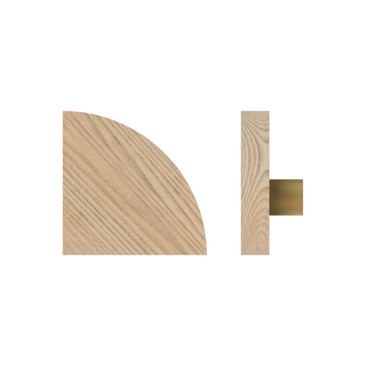Single T10 Timber Entrance Pull Handle, Tasmanian Oak, Radius 150mm x Projection 68mm, Coated in Hard Wax (accentuates rich colours) in Tasmanian Oak / Satin Anodised Brass
