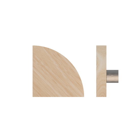 Single T10 Timber Entrance Pull Handle, Victorian Ash, Radius 150mm x Projection 68mm, in Raw Timber (ready to stain or paint) in Victorian Ash / Satin Nickel