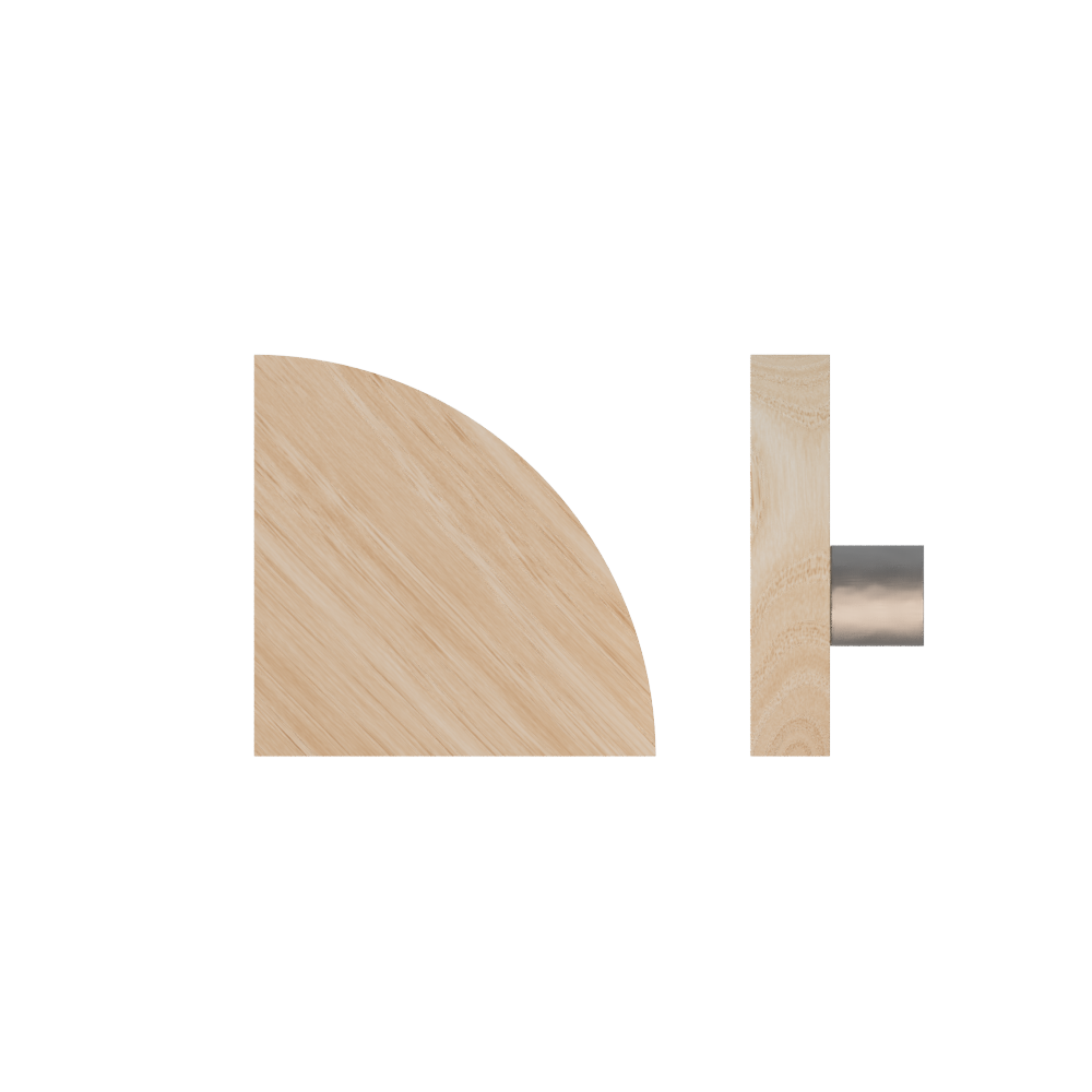 Single T10 Timber Entrance Pull Handle, Victorian Ash, Radius 150mm x Projection 68mm, Coated in Hard Wax (accentuates rich colours) in Victorian Ash / Satin Anodised Nickel
