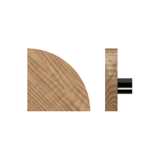 Single T10 Timber Entrance Pull Handle, American Walnut, Radius 150mm x Projection 68mm, in Raw Timber (ready to stain or paint) in Walnut / Black