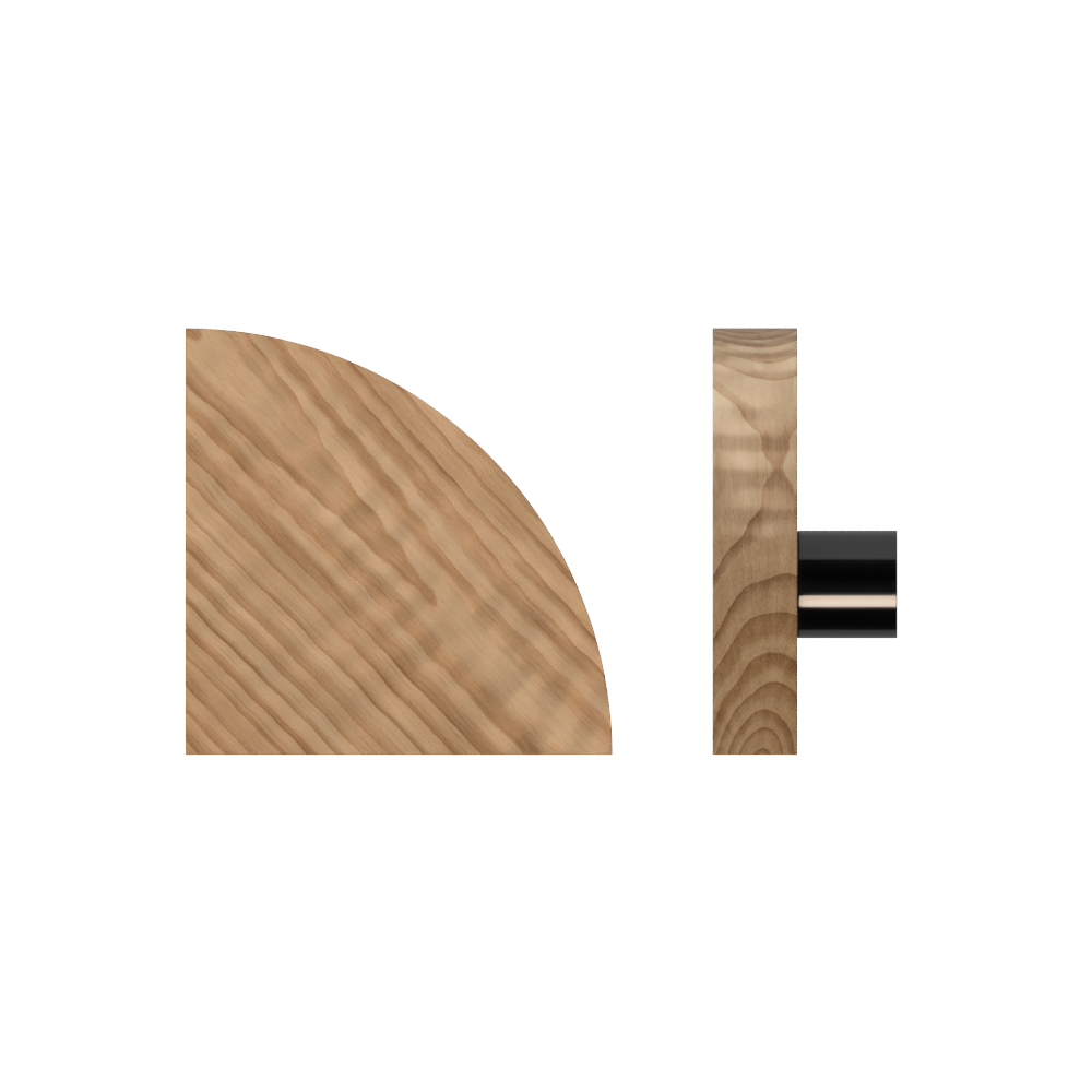 Single T10 Timber Entrance Pull Handle, American Walnut, Radius 150mm x Projection 68mm, Coated in Hard Wax (accentuates rich colours) in Black Walnut / Satin Anodised Gun Metal