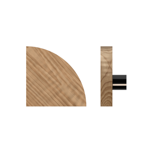 Single T10 Timber Entrance Pull Handle, American Walnut, Radius 150mm x Projection 68mm, Coated in Hard Wax (accentuates rich colours) in Black Walnut / Satin Anodised Gun Metal