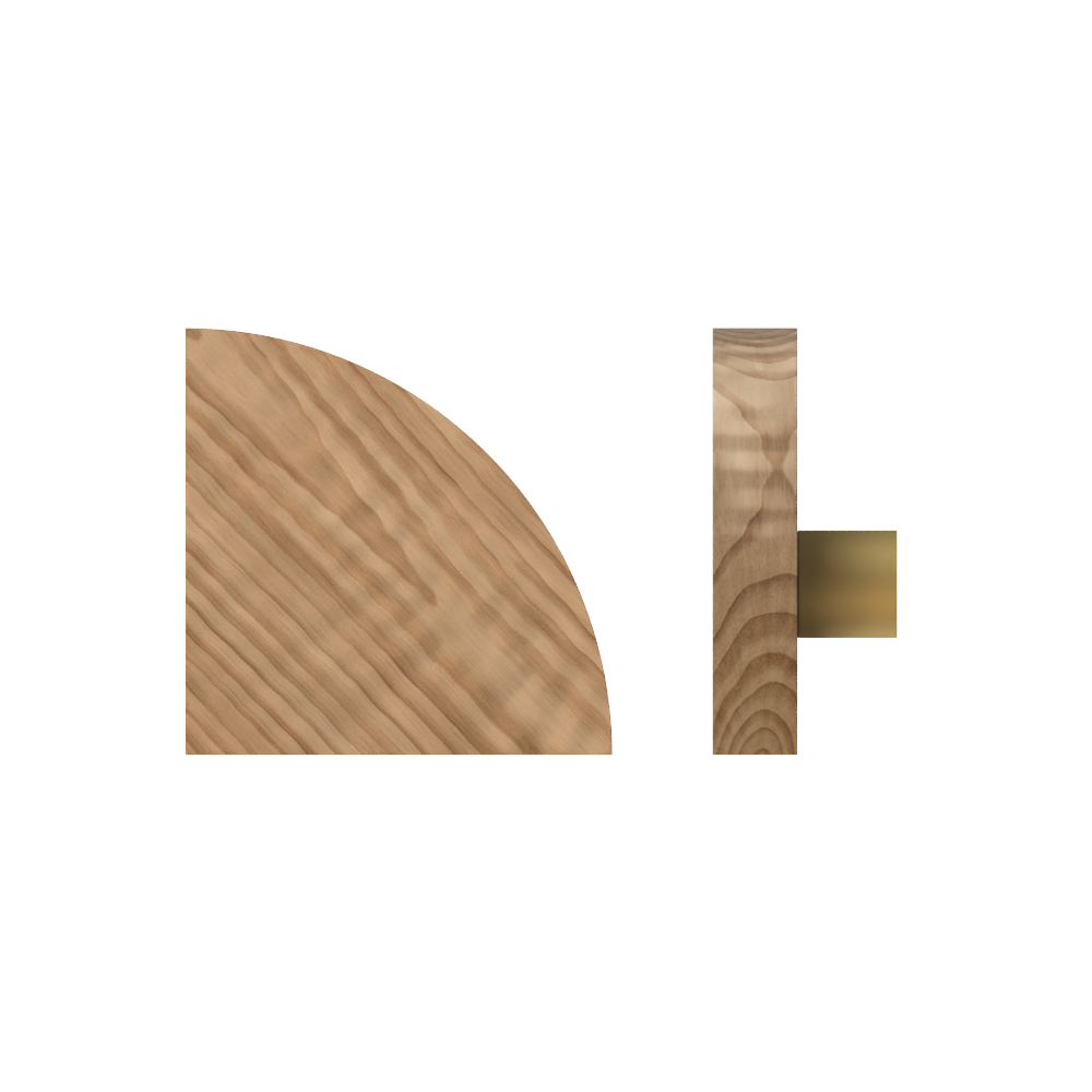 Single T10 Timber Entrance Pull Handle, American Walnut, Radius 150mm x Projection 68mm, Coated in Hard Wax (accentuates rich colours) in Black Walnut / Satin Anodised Brass