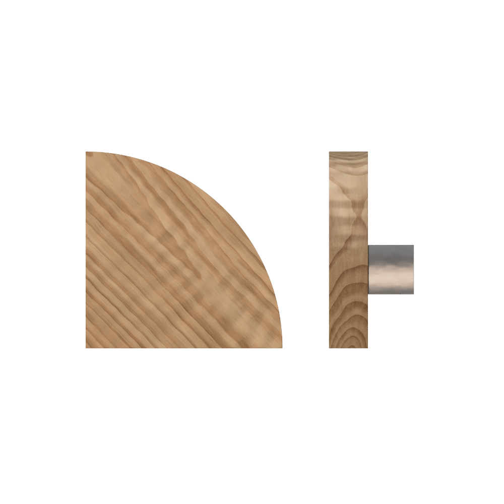 Single T10 Timber Entrance Pull Handle, American Walnut, Radius 150mm x Projection 68mm, Coated in Hard Wax (accentuates rich colours) in Black Walnut / Satin Anodised Nickel