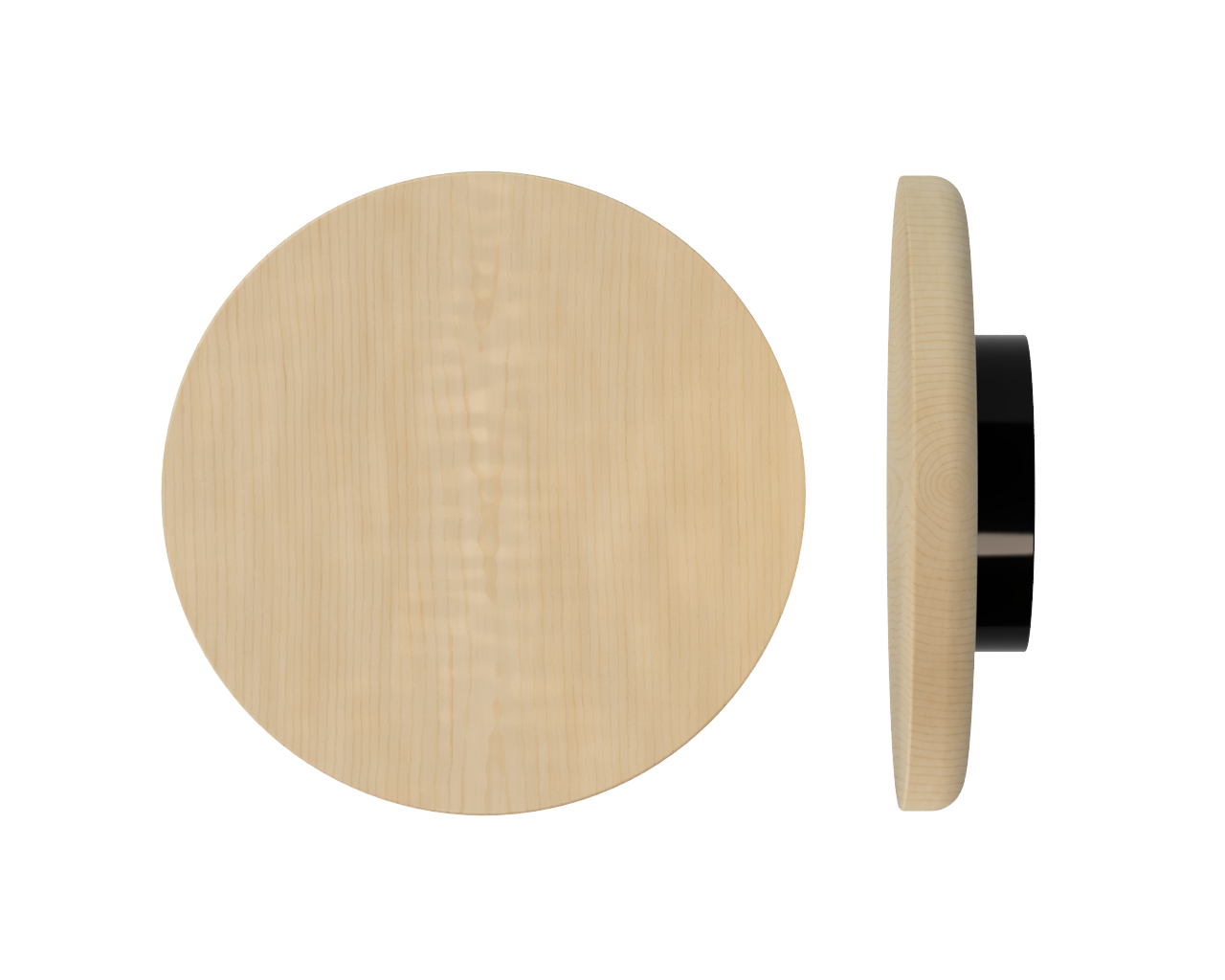 Single T11 Timber Entrance Pull Handle, American Oak, Ø300mm x Projection 68mm, Coated in Hard Wax (accentuates rich colours) in White Oak / Satin Anodised Black