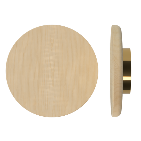 Single T11 Timber Entrance Pull Handle, American Oak, Ø300mm x Projection 68mm, Coated in Hard Wax (accentuates rich colours) in White Oak / Satin Anodised Brass