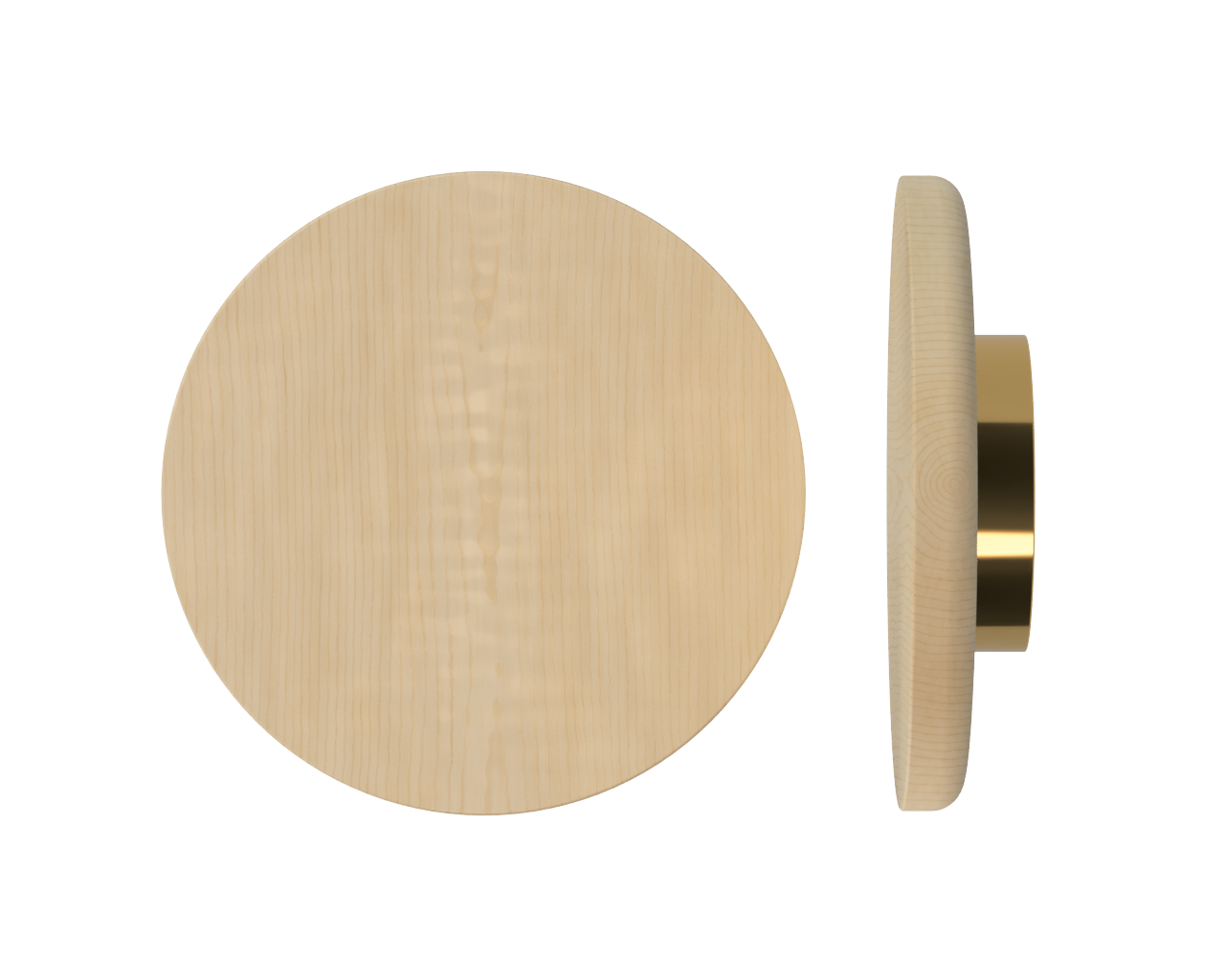 Single T11 Timber Entrance Pull Handle, American Oak, Ø300mm x Projection 68mm, Coated in Hard Wax (accentuates rich colours) in White Oak / Satin Anodised Brass