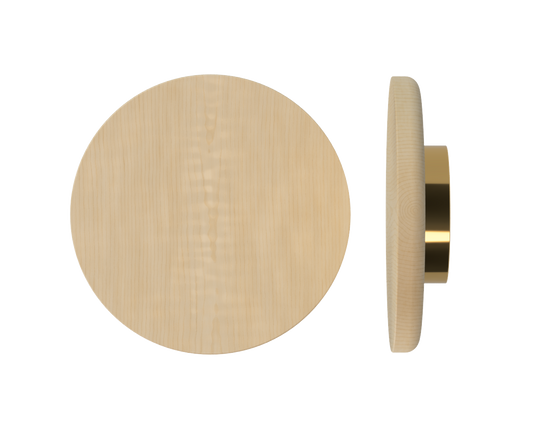 Single T11 Timber Entrance Pull Handle, American Oak, Ø300mm x Projection 68mm, Coated in Hard Wax (accentuates rich colours) in White Oak / Satin Anodised Brass