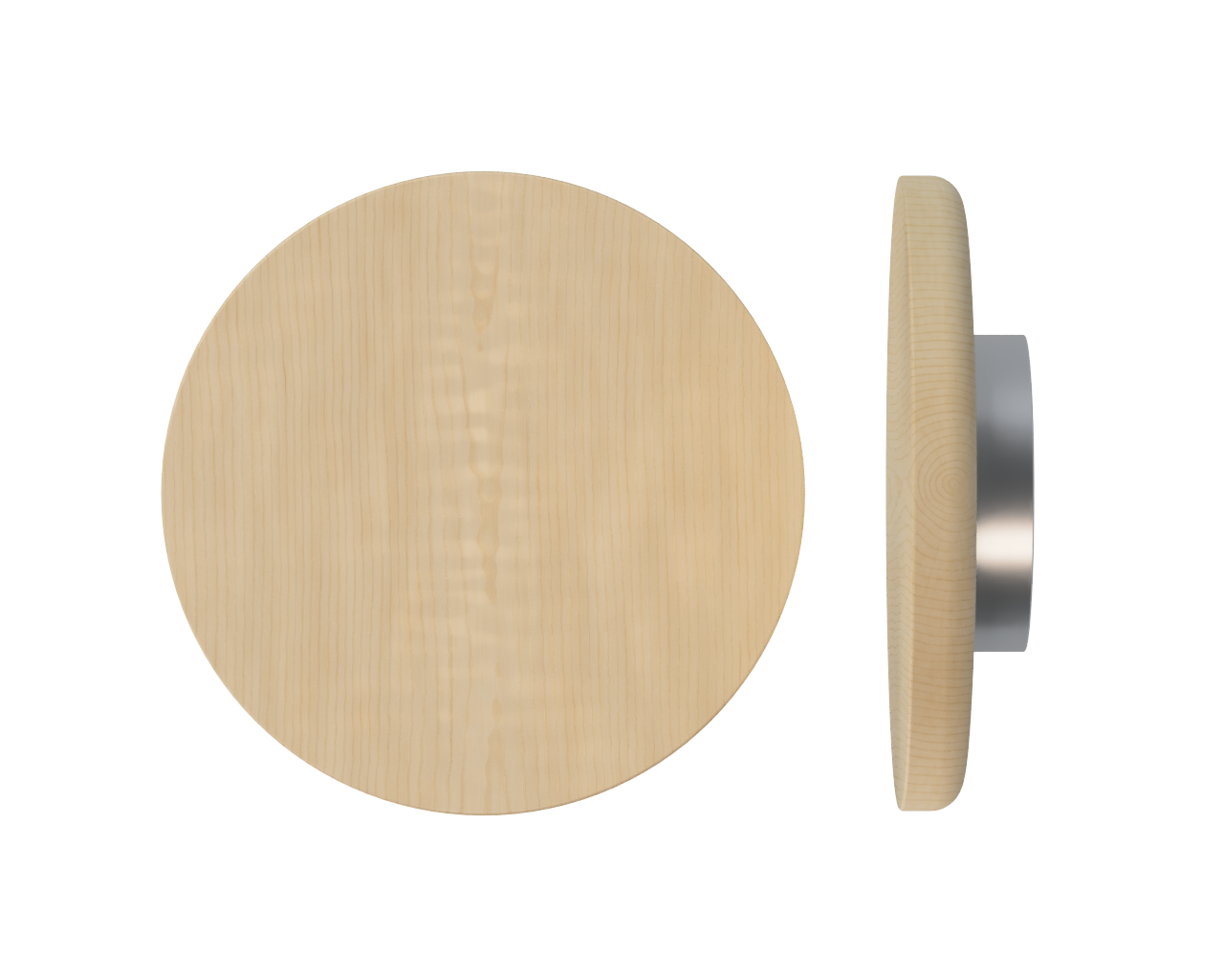 Single T11 Timber Entrance Pull Handle, American Oak, Ø300mm x Projection 68mm, Coated in Hard Wax (accentuates rich colours) in White Oak / Satin Anodised Nickel