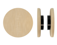 Pair of T11 Timber Pull Handles in American Oak by Style Finish Doorware, showcasing smooth wooden grip and sleek design.