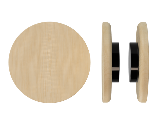Pair T11 Timber Entrance Pull Handle, American Oak, Back to Back Fixing, Ø300mm x Projection 68mm, Coated in Hard Wax (accentuates rich colours) in White Oak / Satin Anodised Black
