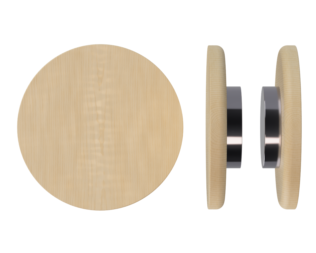 Pair T11 Timber Entrance Pull Handle, American Oak, Back to Back Fixing, Ø300mm x Projection 68mm, Coated in Hard Wax (accentuates rich colours) in White Oak / Satin Anodised Gun Metal