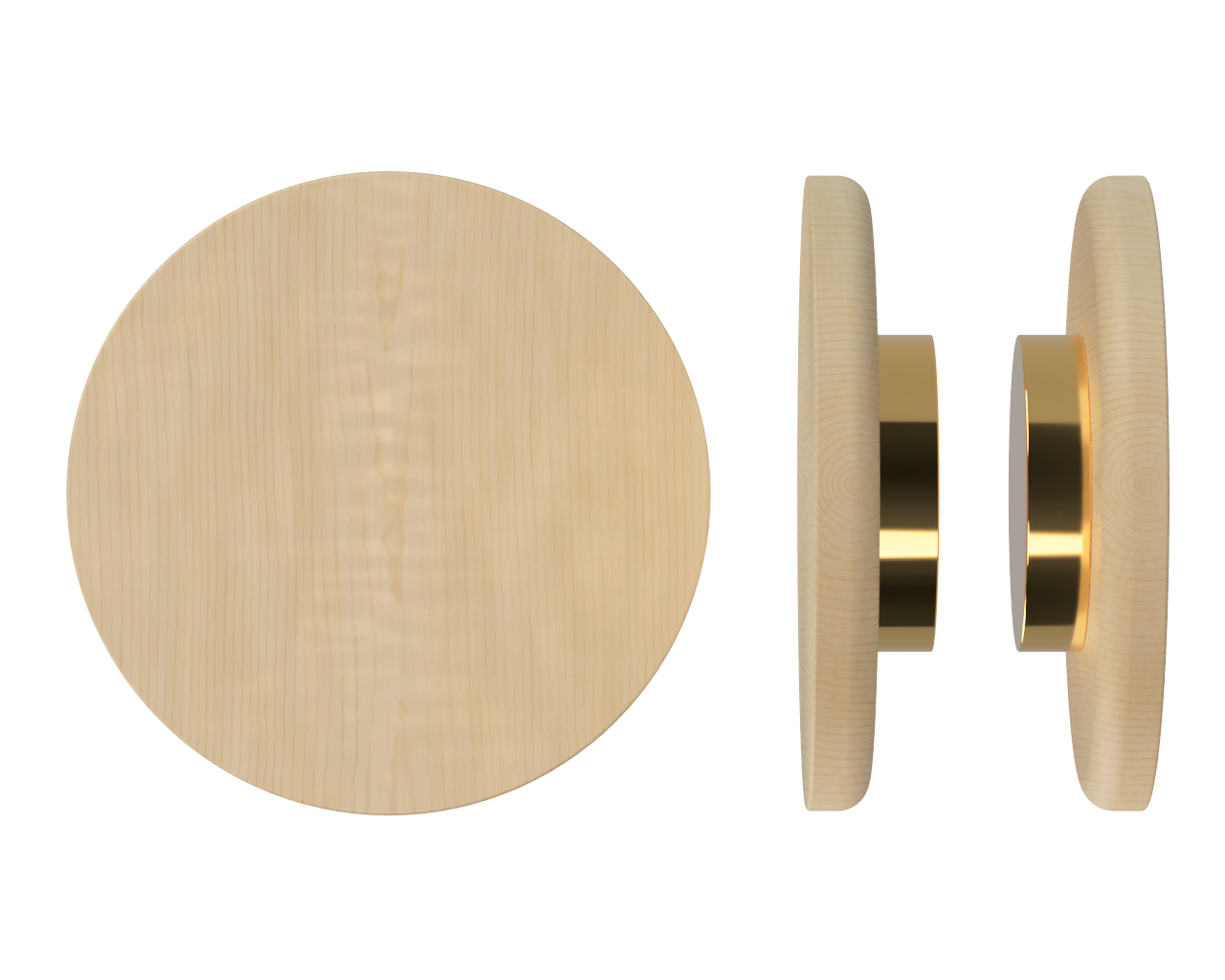 Pair T11 Timber Entrance Pull Handle, American Oak, Back to Back Fixing, Ø300mm x Projection 68mm, Coated in Hard Wax (accentuates rich colours) in White Oak / Satin Anodised Brass