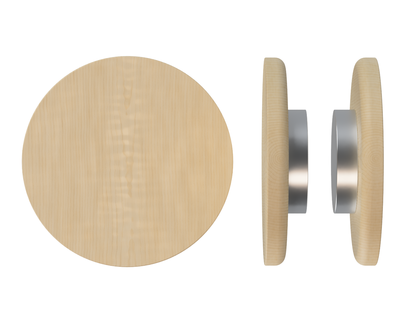 Pair T11 Timber Entrance Pull Handle, American Oak, Back to Back Fixing, Ø300mm x Projection 68mm, Coated in Hard Wax (accentuates rich colours) in White Oak / Satin Anodised Nickel