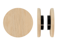 Pair of T11 Timber Pull Handles in Tasmanian Oak by Style Finish Doorware, featuring smooth wood grain and ergonomic design.