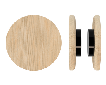 Pair T11 Timber Entrance Pull Handle, Tasmanian Oak, Back to Back Fixing, Ø300mm x Projection 68mm, Coated in Hard Wax (accentuates rich colours) in Tasmanian Oak / Satin Anodised Black