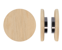 Pair of T11 Timber Pull Handles in Tasmanian Oak by Style Finish Doorware, showcasing smooth wooden handles for doors.