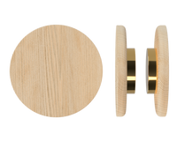 Pair of T11 Timber Pull Handles in Tasmanian Oak by Style Finish Doorware, showcasing their natural wood grain and sleek design.