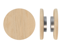 Pair of T11 Timber Pull Handles in Tasmanian Oak by Style Finish Doorware, showcasing the natural wood grain and sleek design.