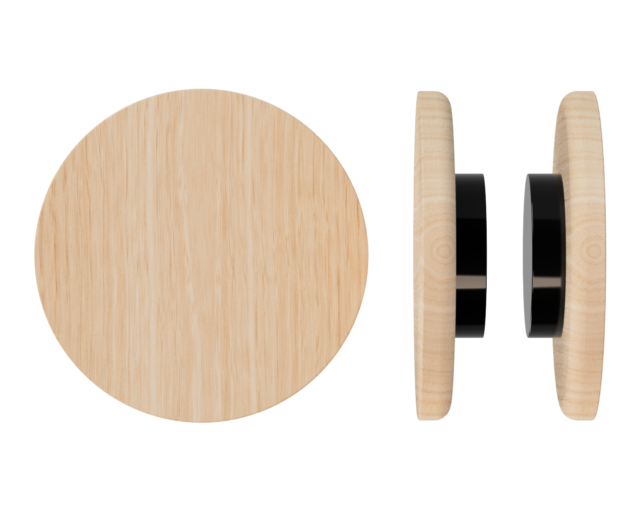 Pair T11 Timber Entrance Pull Handle, Victorian Ash, Back to Back Fixing, Ø300mm x Projection 68mm, Coated in Hard Wax (accentuates rich colours) in Victorian Ash / Satin Anodised Black