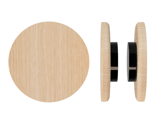 Pair T11 Timber Entrance Pull Handle, Victorian Ash, Back to Back Fixing, Ø300mm x Projection 68mm, Coated in Hard Wax (accentuates rich colours) in Victorian Ash / Satin Anodised Black