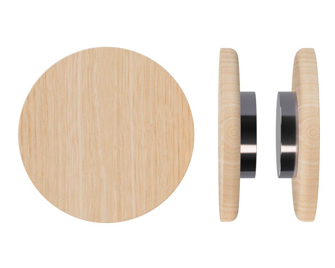 Pair T11 Timber Entrance Pull Handle, Victorian Ash, Back to Back Fixing, Ø300mm x Projection 68mm, Coated in Hard Wax (accentuates rich colours) in Victorian Ash / Satin Anodised Gun Metal
