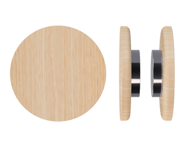 Pair T11 Timber Entrance Pull Handle, Victorian Ash, Back to Back Fixing, Ø300mm x Projection 68mm, in Raw Timber (ready to stain or paint) in Victorian Ash / Satin Anodised Gun Metal