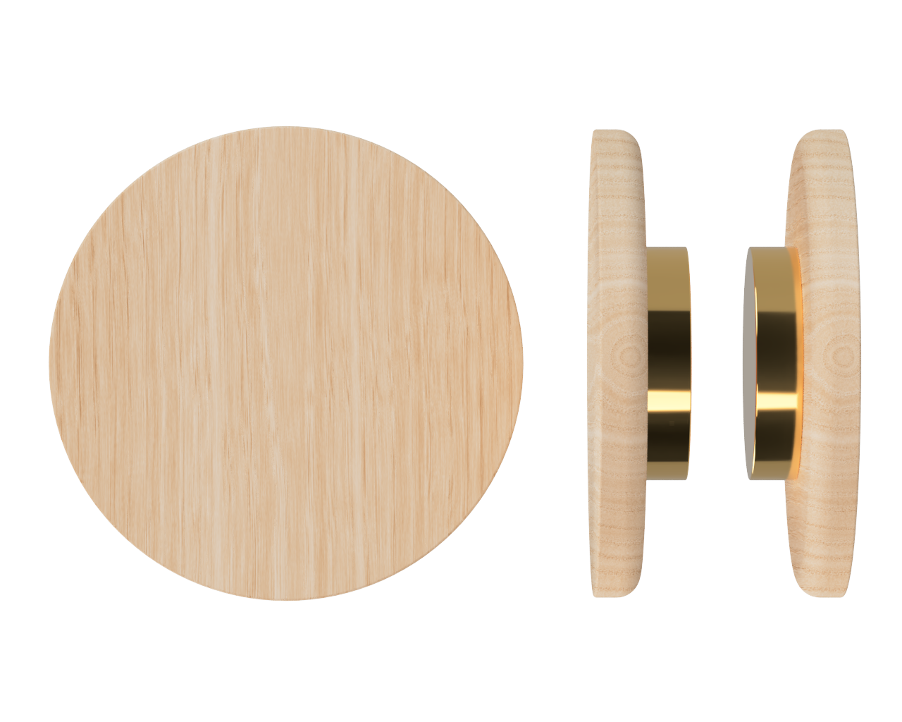 Pair T11 Timber Entrance Pull Handle, Victorian Ash, Back to Back Fixing, Ø300mm x Projection 68mm, Coated in Hard Wax (accentuates rich colours) in Victorian Ash / Satin Anodised Brass