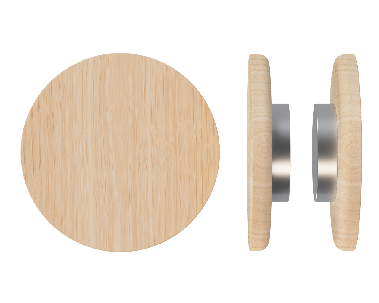 Pair of T11 Timber Pull Handles in Victorian Ash by Style Finish Doorware, showcasing sleek, natural wood grain finish.