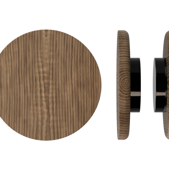 Pair T11 Timber Entrance Pull Handle, American Walnut, Back to Back Fixing, Ø300mm x Projection 68mm, Coated in Hard Wax (accentuates rich colours) in Black Walnut / Satin Anodised Black