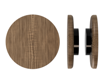 Pair T11 Timber Entrance Pull Handle, American Walnut, Back to Back Fixing, Ø300mm x Projection 68mm, Coated in Hard Wax (accentuates rich colours) in Black Walnut / Satin Anodised Black