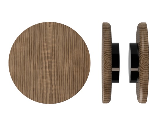 Pair T11 Timber Entrance Pull Handle, American Walnut, Back to Back Fixing, Ø300mm x Projection 68mm, Coated in Hard Wax (accentuates rich colours) in Black Walnut / Satin Anodised Black