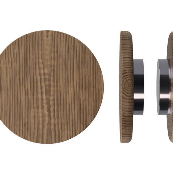 Pair T11 Timber Entrance Pull Handle, American Walnut, Back to Back Fixing, Ø300mm x Projection 68mm, Coated in Hard Wax (accentuates rich colours) in Black Walnut / Satin Anodised Gun Metal