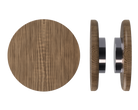 Pair of Style Finish Doorware T11 Timber Pull Handles in natural American Walnut with gray mounting hardware.