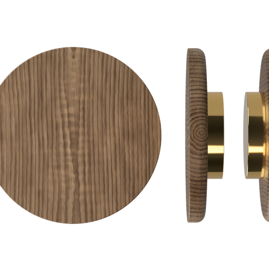 Pair T11 Timber Entrance Pull Handle, American Walnut, Back to Back Fixing, Ø300mm x Projection 68mm, Coated in Hard Wax (accentuates rich colours) in Black Walnut / Satin Anodised Brass