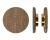 Pair T11 Timber Entrance Pull Handle, American Walnut, Back to Back Fixing, Ø300mm x Projection 68mm, Coated in Hard Wax (accentuates rich colours) in Black Walnut / Satin Anodised Brass