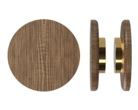 Pair of T11 Timber Pull Handles in American Walnut by Style Finish Doorware, showcasing the sleek, natural wood grain and modern design.