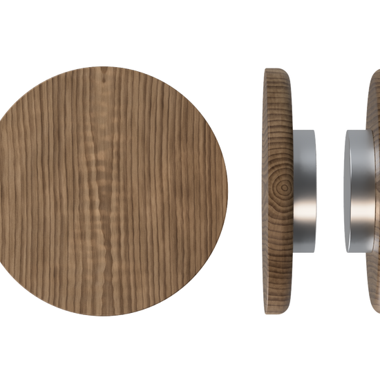 Pair T11 Timber Entrance Pull Handle, American Walnut, Back to Back Fixing, Ø300mm x Projection 68mm, Coated in Hard Wax (accentuates rich colours) in Black Walnut / Satin Anodised Nickel