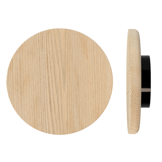 Single T11 Timber Entrance Pull Handle, Tasmanian Oak, Ø300mm x Projection 68mm, Coated in Hard Wax (accentuates rich colours) in Tasmanian Oak / Satin Anodised Black