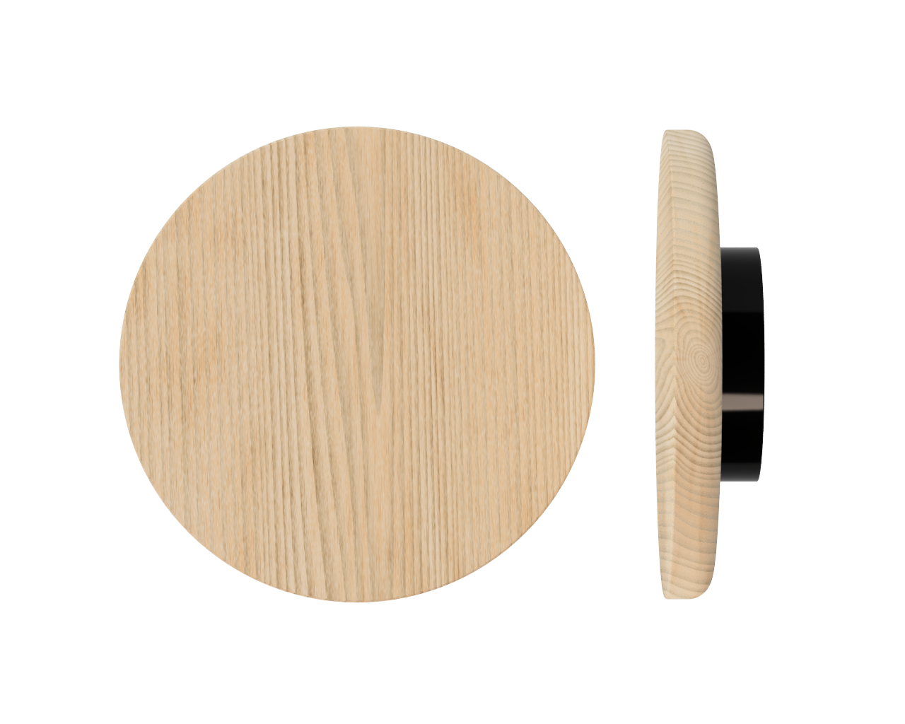 Single T11 Timber Entrance Pull Handle, Tasmanian Oak, Ø300mm x Projection 68mm, Coated in Hard Wax (accentuates rich colours) in Tasmanian Oak / Satin Anodised Black